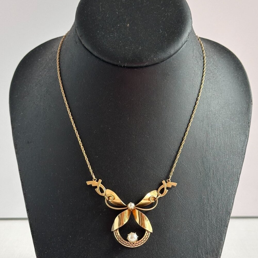 1940s Cultured Pearl 12K Gold Filled Pendaant by Curtis Creations